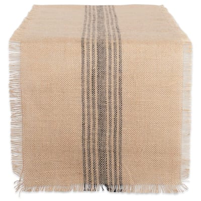 Design Imports Jute Burlap Middle Stripe Table Runner