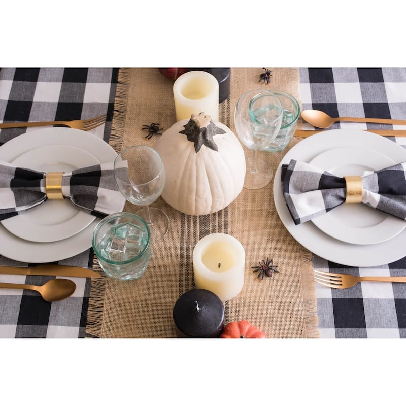 Design Imports Jute Burlap Middle Stripe Table Runner