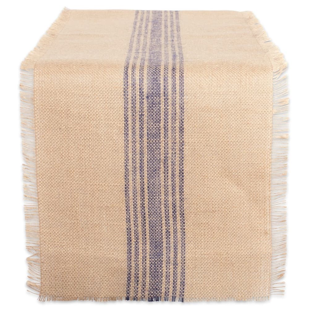 Design Imports Jute Burlap Middle Stripe Table Runner
