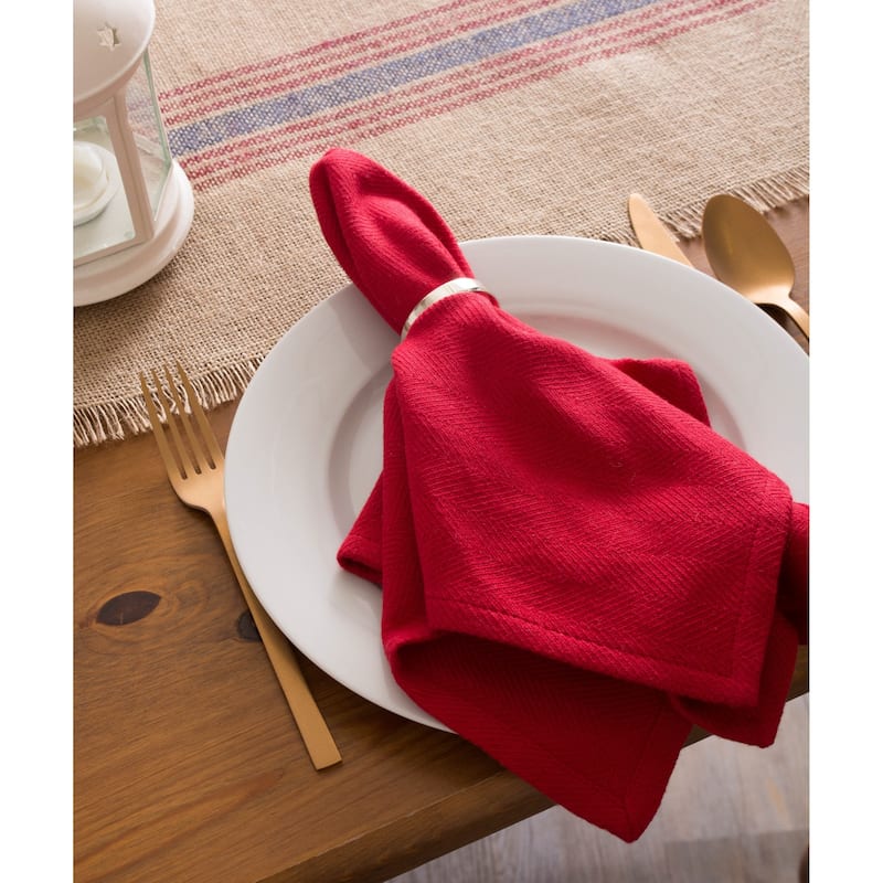Design Imports Jute Burlap Middle Stripe Table Runner