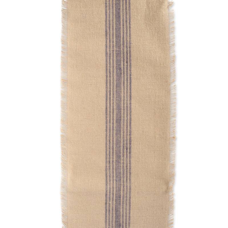 Design Imports Jute Burlap Middle Stripe Table Runner