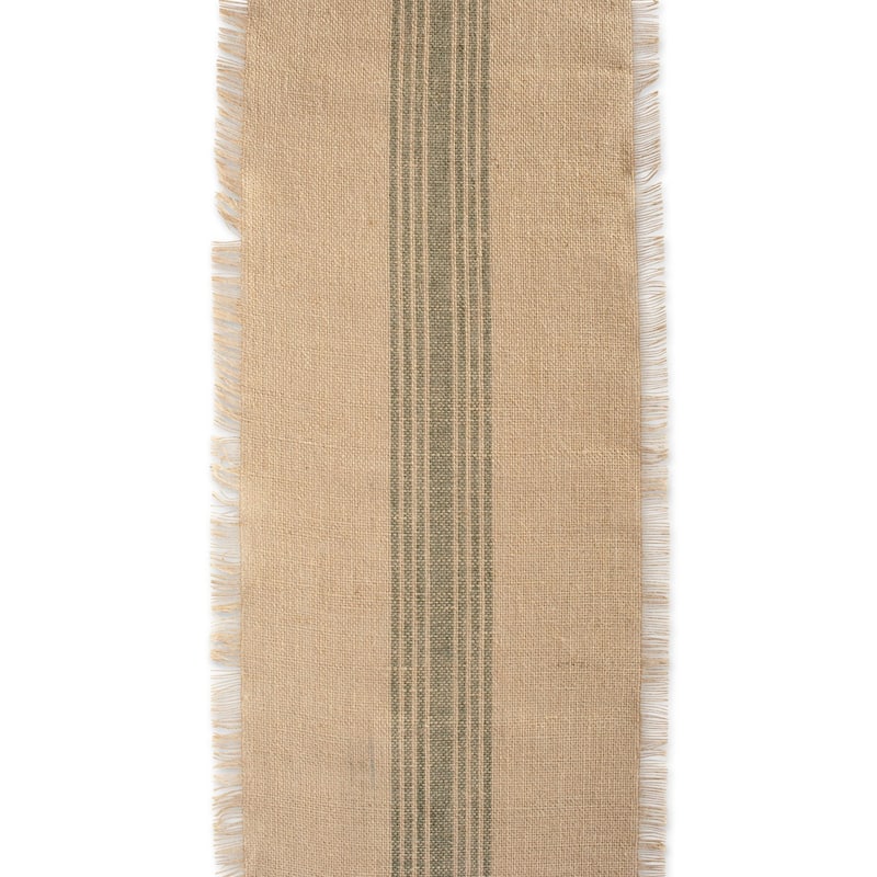 Design Imports Jute Burlap Middle Stripe Table Runner