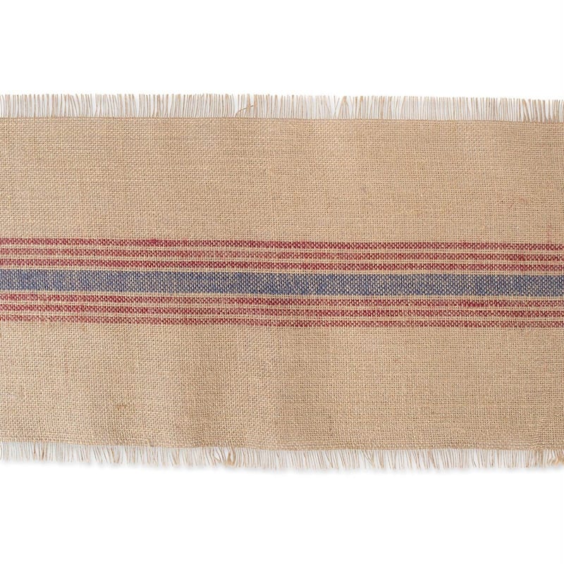 Design Imports Jute Burlap Middle Stripe Table Runner