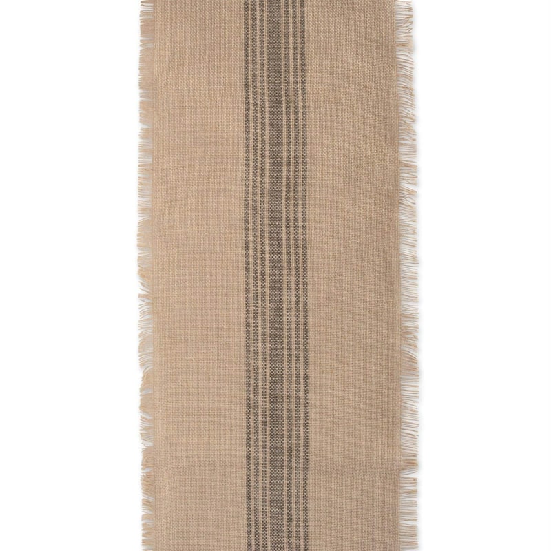 Design Imports Jute Burlap Middle Stripe Table Runner