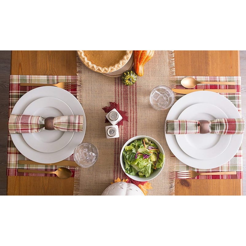 Design Imports Jute Burlap Middle Stripe Table Runner
