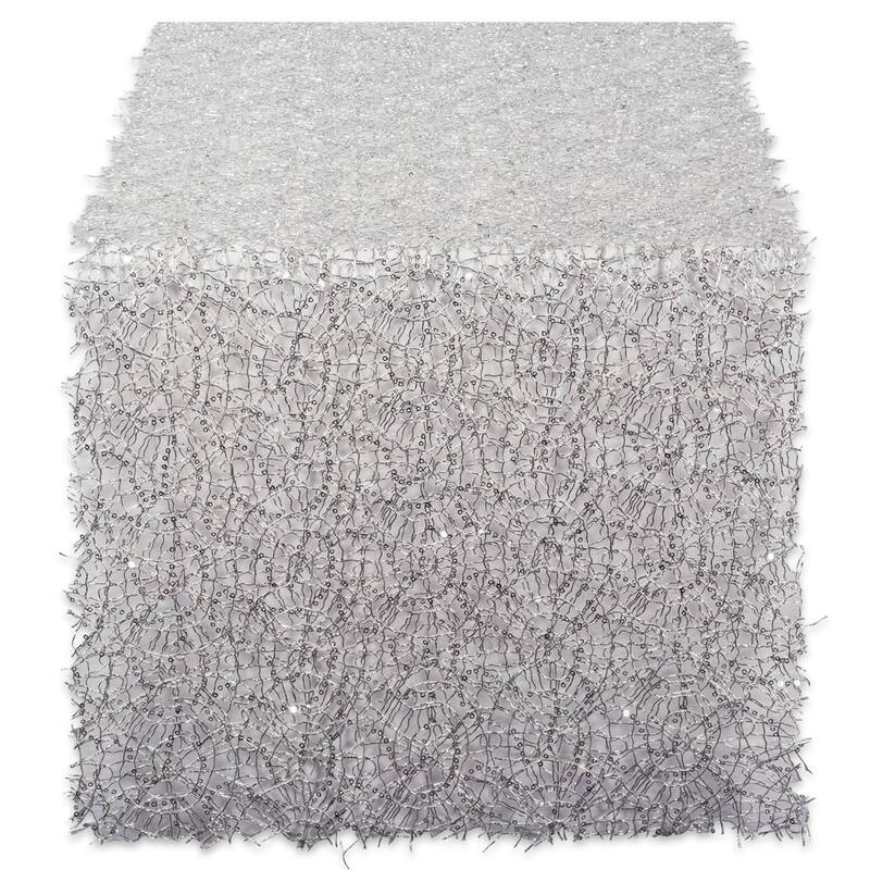 Design Imports Sequin Mesh Roll Table Runner (0.25 inches high x 16 inches wide x 120 inches deep) - 120"x16" - Silver