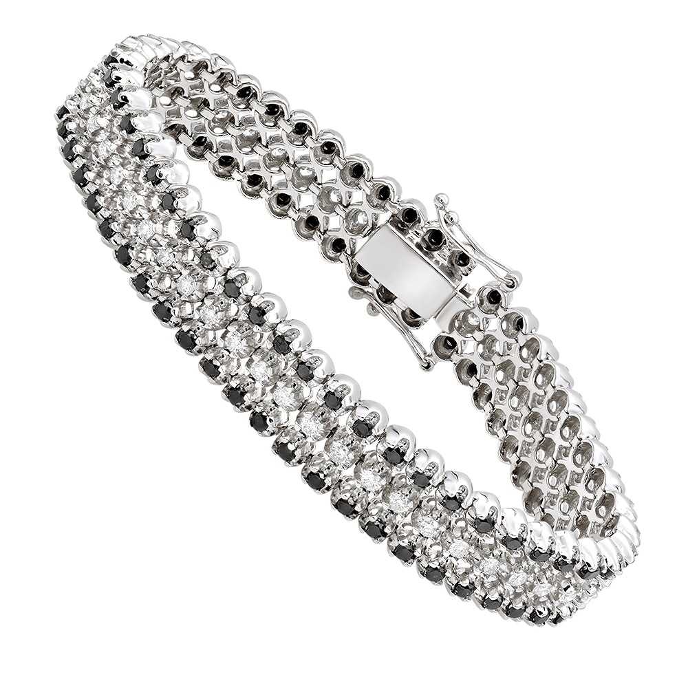 White And Black Diamond Tennis Bracelet For Men In 10k Gold Tennis Bracelet For Men In 10k Gold