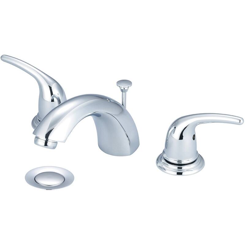 Accent Two Handle Widespread Bath Faucet with Brass Pop Up Drain - Polished chrome