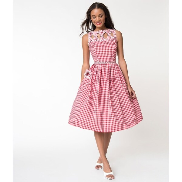 vintage red gingham dress