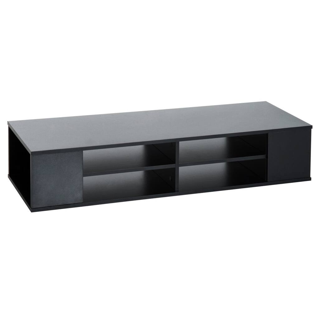 HomCom 48" Modern Wooden Floating Media Center Shelf Unit - Matte Black
