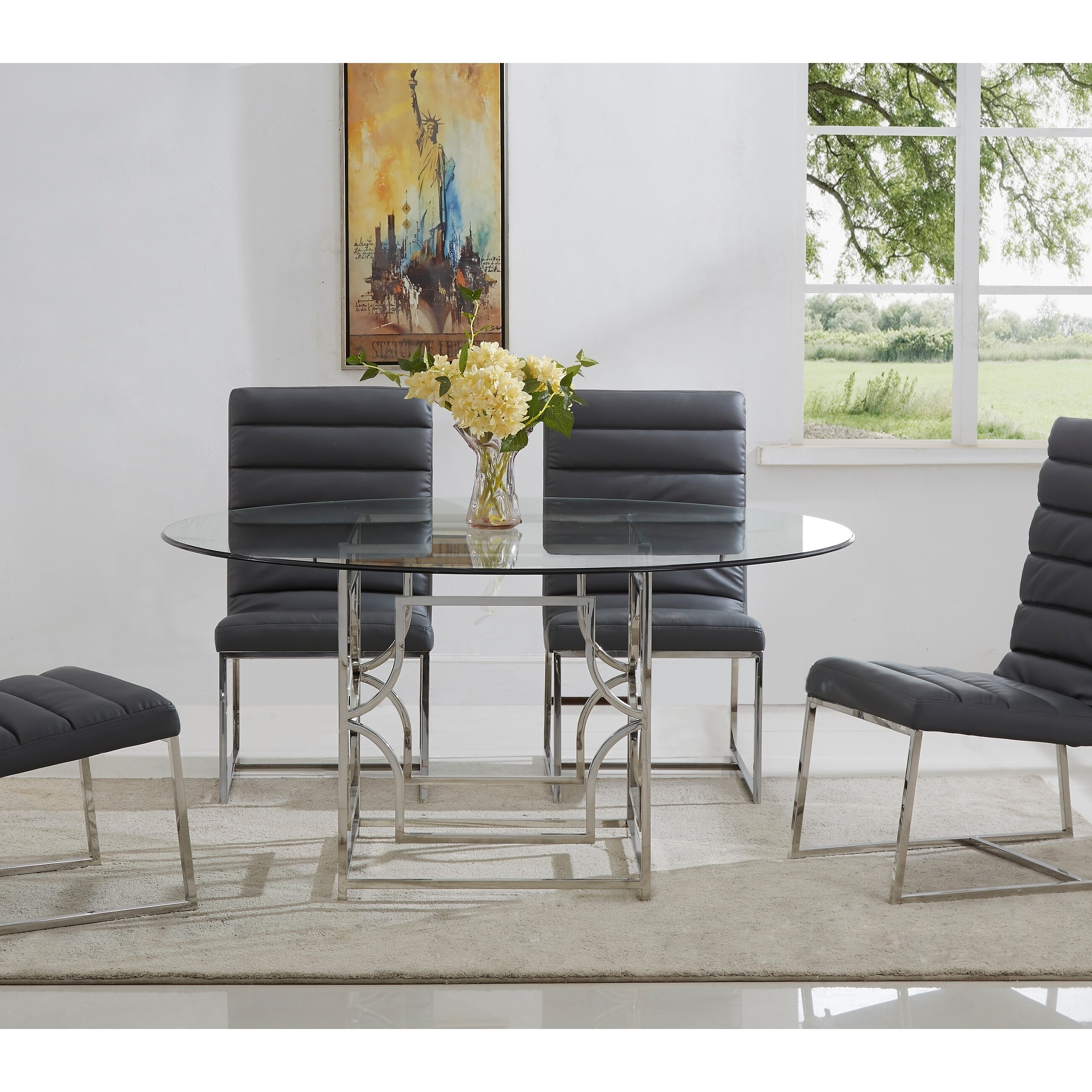 Best Master Furniture 54 Inch Round Glass Dining Table On Sale Overstock 22381619