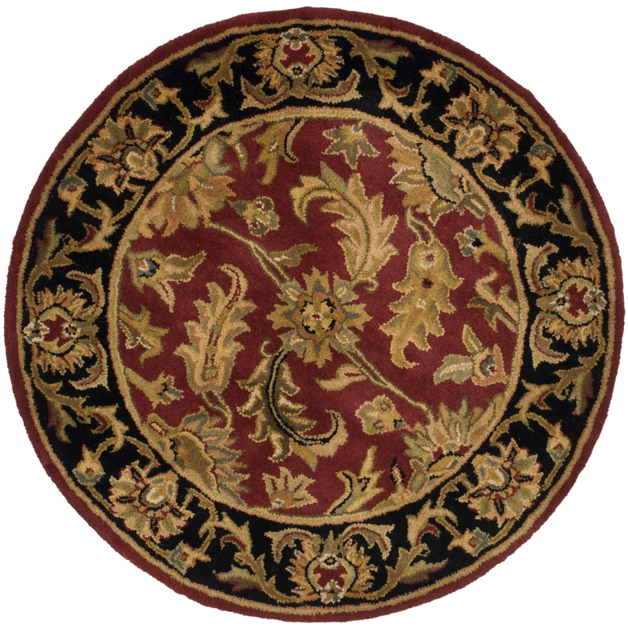 Handmade Heritage Kashan Burgundy/ Black Wool Rug (36 Round)