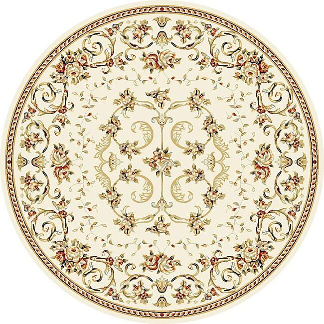 Lyndhurst Collection Floral Ivory Rug (8 Round)