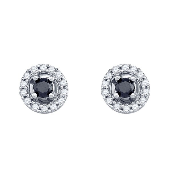 10kt White Gold Womens Color Enhanced Black Diamond Stud 10kt White Gold Womens Color Enhanced Black Diamond Stud Earrings 1 2 Cttw