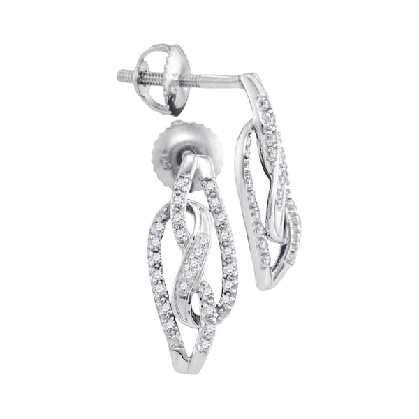 10kt White Gold Womens Round Diamond Infinity Back Stud 10kt White Gold Womens Round Diamond Infinity Back Stud Earrings 1 6 Cttw