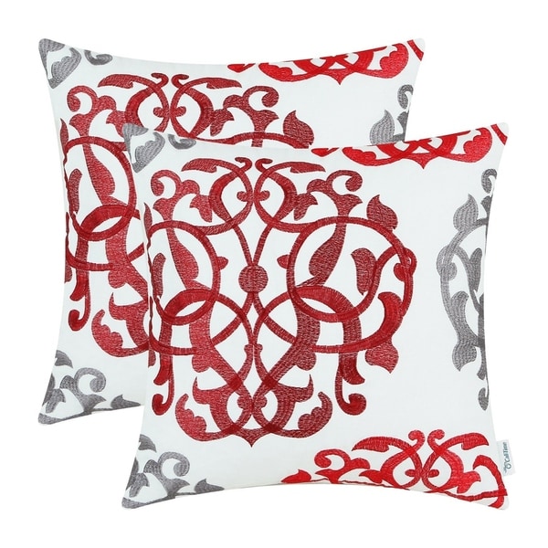 Throw Pillow Cases Floral Embroidered