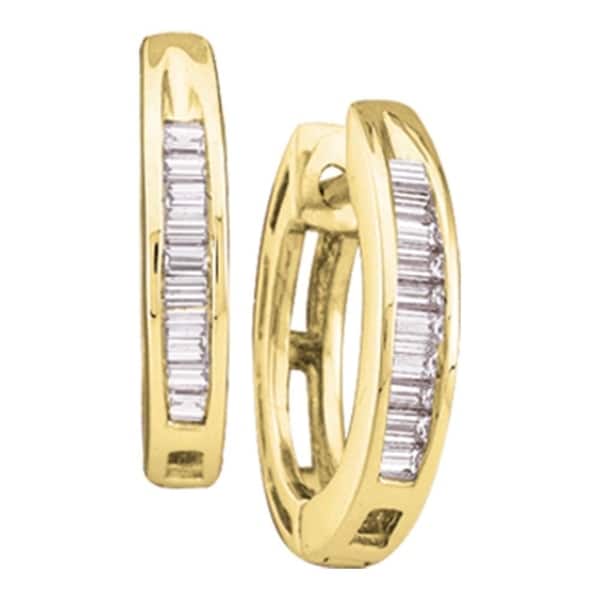 10kt Yellow Gold Womens Baguette Diamond Huggie Hoop Earrings 1 10kt Yellow Gold Womens Baguette Diamond Huggie Hoop Earrings 1 6 Cttw