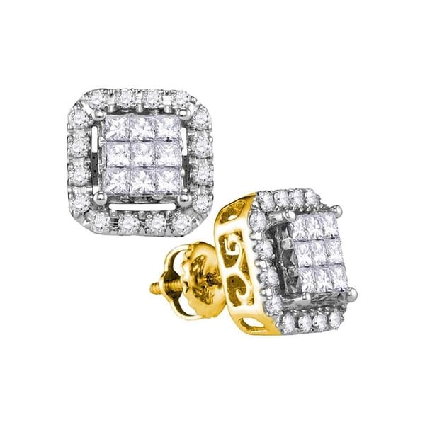14kt Yellow Gold Womens Princess Diamond Square Frame Cer Stud 14kt Yellow Gold Womens Princess Diamond Square Frame Cer Stud Earrings 1 00 Cttw
