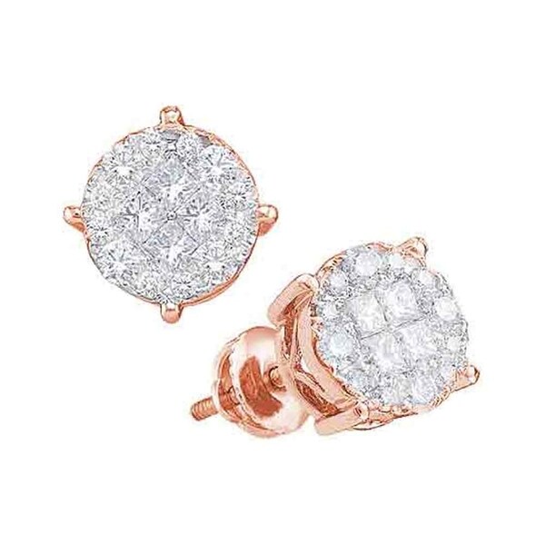 14kt Rose Gold Womens Princess Round Diamond Soleil Cer Earrings 14kt Rose Gold Womens Princess Round Diamond Soleil Cer Earrings 1 2 Cttw