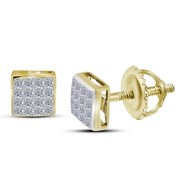14kt Yellow Gold Womens Princess Diamond Square Cer Stud 14kt Yellow Gold Womens Princess Diamond Square Cer Stud Earrings 3 8 Cttw