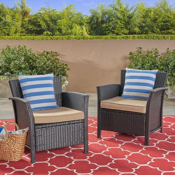 St. Lucia Outdoor Wicker Club Chairs (Set of 2)by Christopher Knight