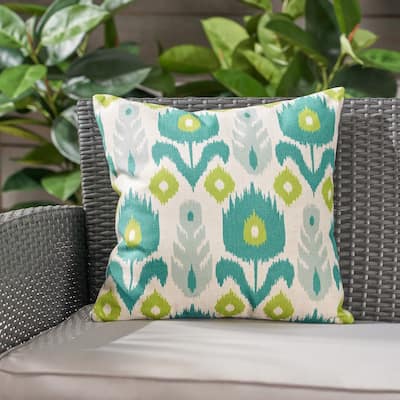 Floral Outdoor Water Resistant 18" Square Pillow by Christopher Knight Home