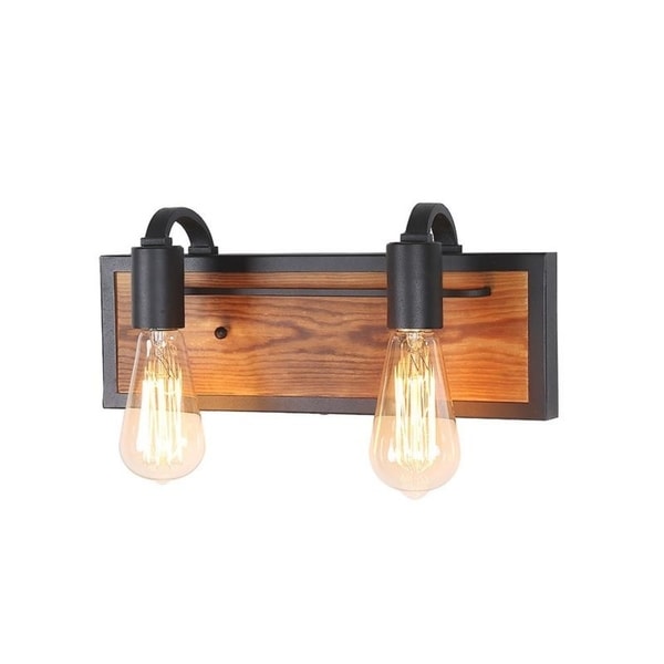 Shop LNC 2-Light Rustic Wall Lighting Black Wall Lamps ... Shop LNC 2-Light Rustic Wall Lighting Black Wall Lamps ... on Wood Wall Sconces Decorative Lighting id=61319