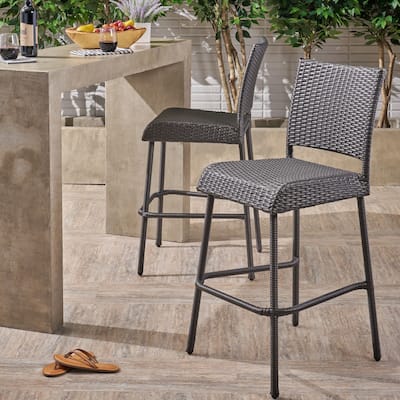 Doris Outdoor Wicker Barstool by Christopher Knight Home
