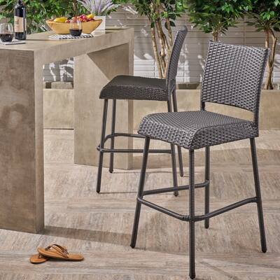 Doris Outdoor Wicker Barstool by Christopher Knight Home