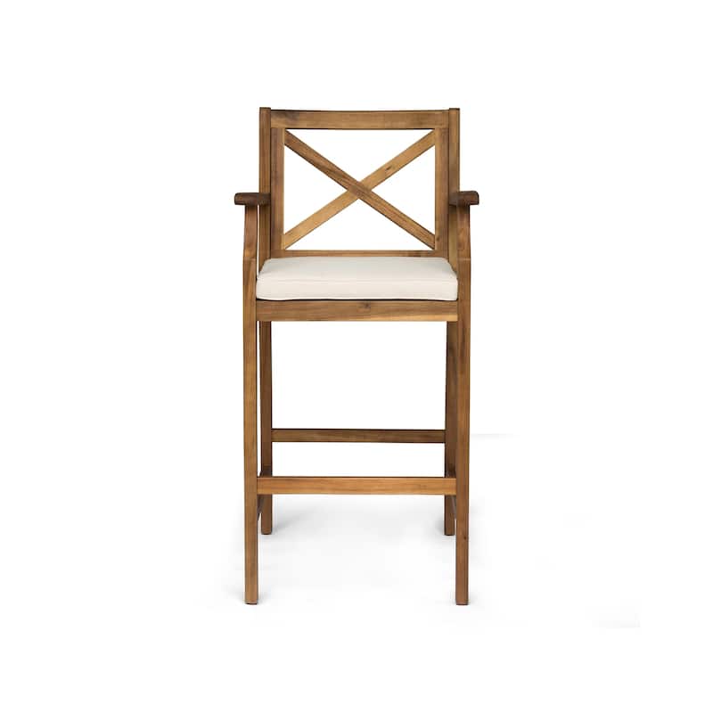Perla Outdoor Acacia Wood Barstool by Christopher Knight Home (Set of 2)