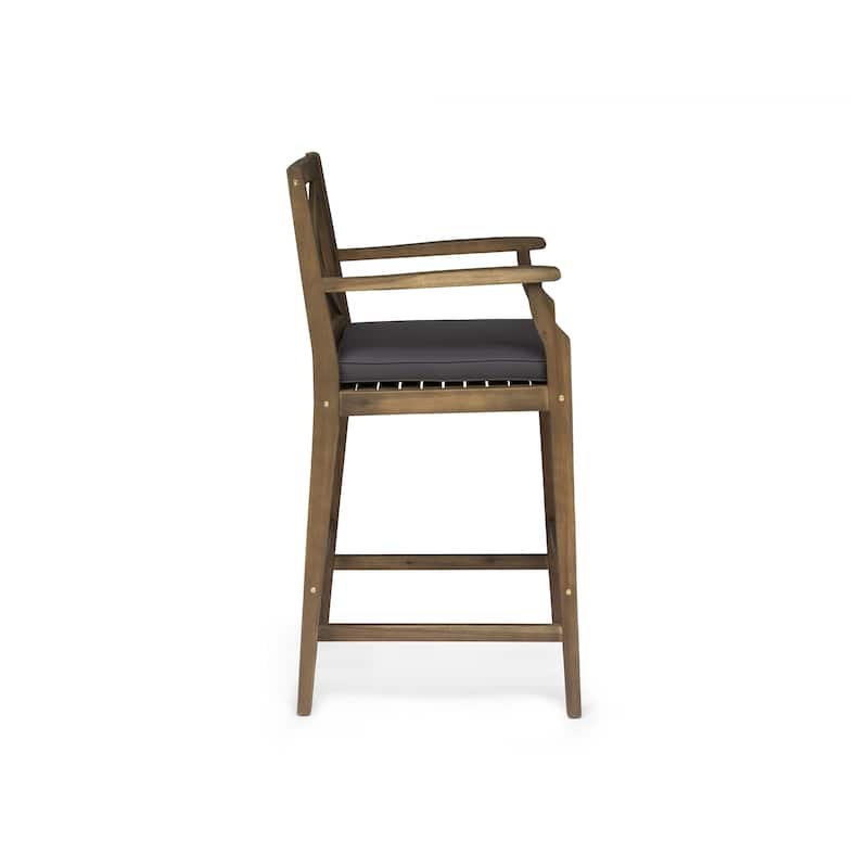 Perla Outdoor Acacia Wood Barstool by Christopher Knight Home (Set of 2)