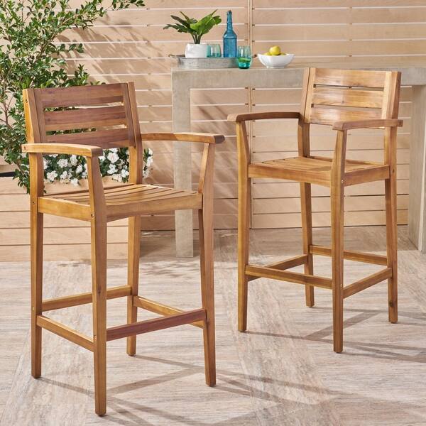 Shop Stamford Outdoor Acacia Wood Barstool By Christopher Knight