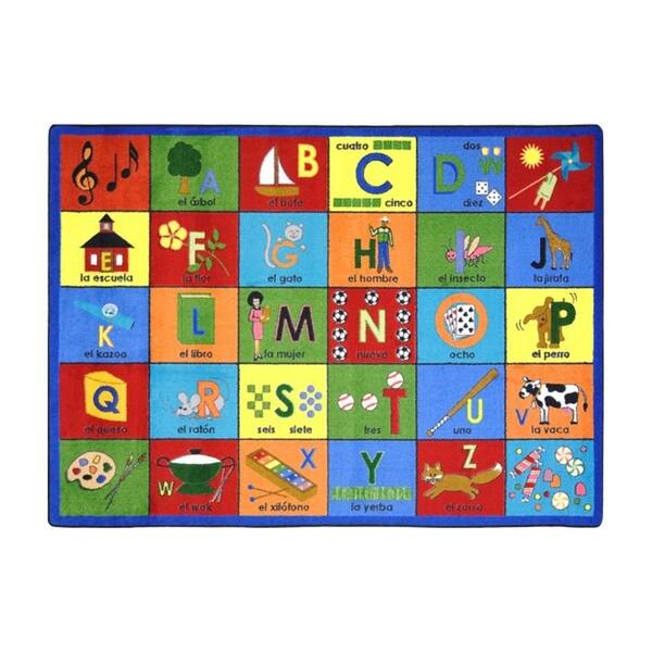 Joy Carpets Alphabet Phonics 8 x 11 Multi-color Indoor Kids Area Rug