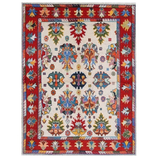 Handmade Kargahi Wool Rug (Afghanistan) - 6' x 8'