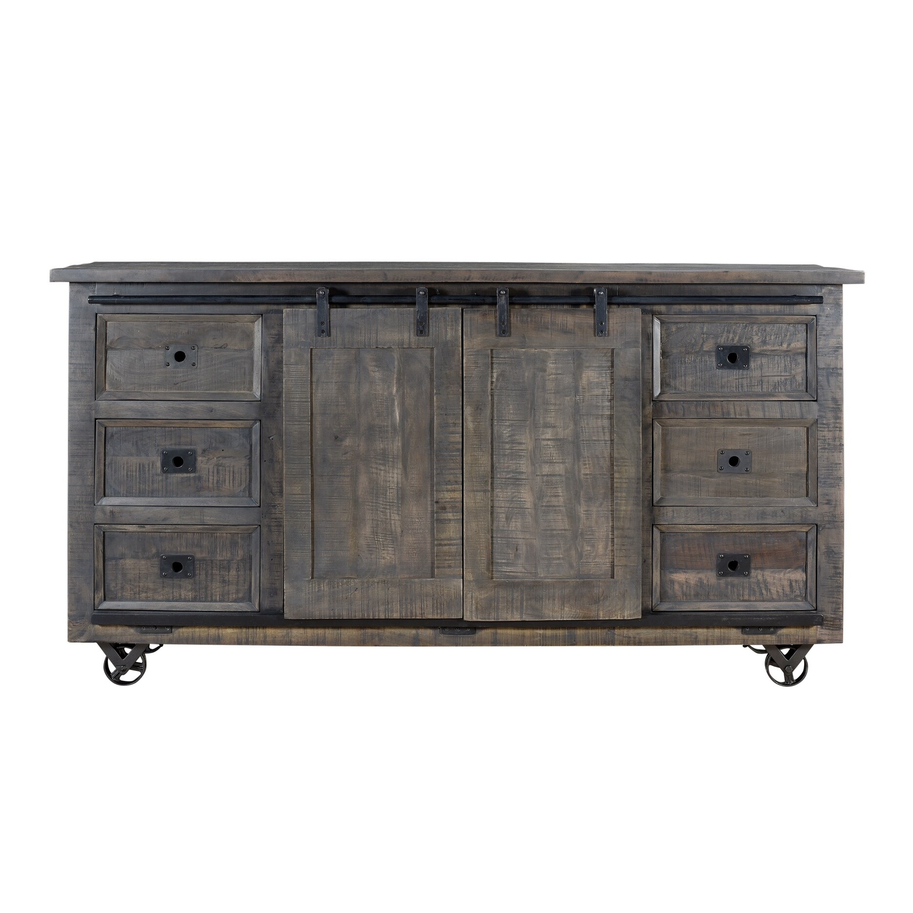 Shop Somette Six Drawer Two Sliding Door Credenza Smokey Ember