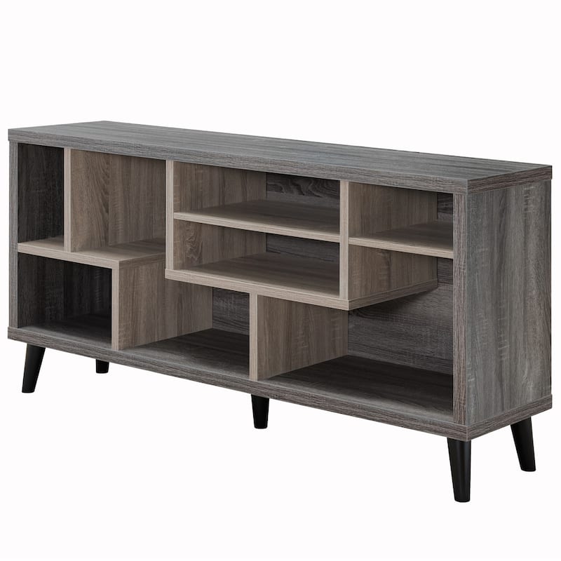 Kone Mid-Century Modern Grey 60-inch Wood 8-Shelf TV Console by Furniture of America
