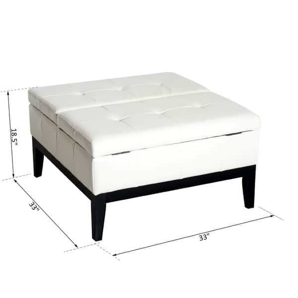 Homcom 33 Square Faux Leather Coffee Table Storage Ottoman Square Faux Leather Coffee Table