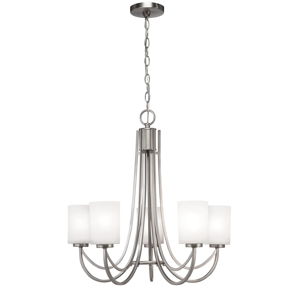 Aztec Transitional 5-light Brushed Nickel Chandelier - Chandeliers For Bedrooms by Overstock.com