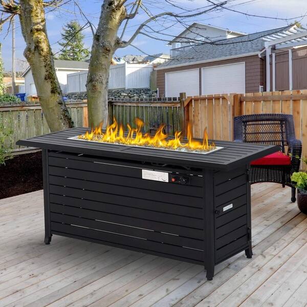 Havenside Home Ikatan Black Aluminum 56 Inch Rectangular Black Aluminum 56 Inch Rectangular