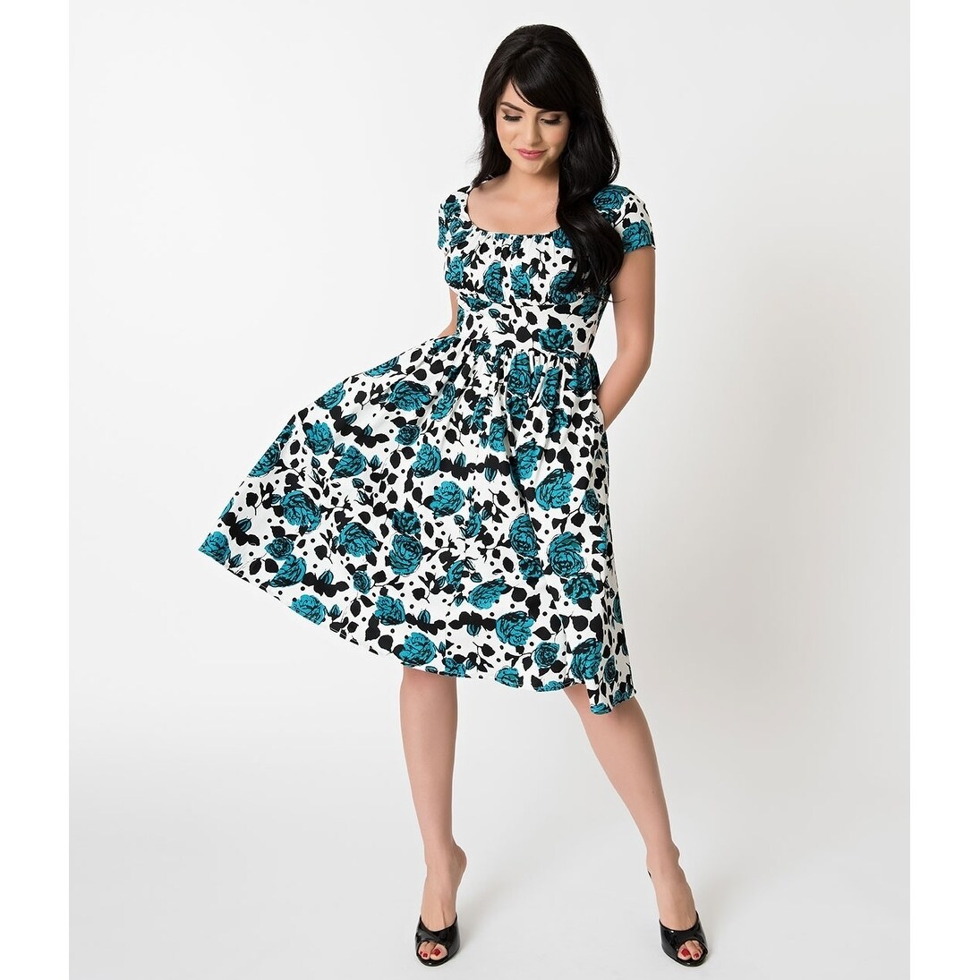 turquoise swing dress