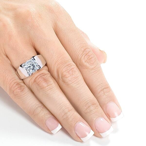 Shop Annello By Kobelli 14k Gold 3 Carat Wide Shank Round Brilliant Moissanite Solitaire Engagement Ring Pink On Sale Overstock 22393342