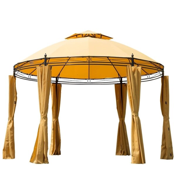 Shop Outsunny 11 5 Metal Round Dome Patio Gazebo Soft Top With
