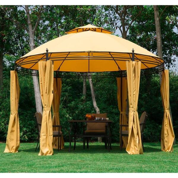 Shop Outsunny 11 5 Metal Round Dome Patio Gazebo Soft Top With