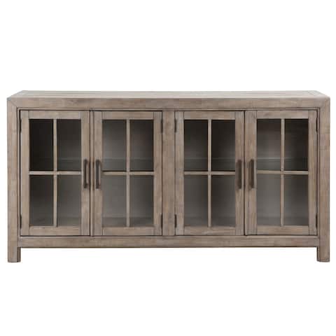 The Gray Barn Manderley Traditional Dove Tail Grey Buffet Curio Cabinet