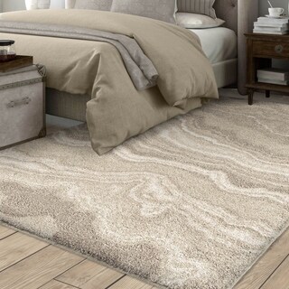 Carolina Weavers River Rock Ivory Plush Shag - 5'3 x 7'6 - Bed Bath ...