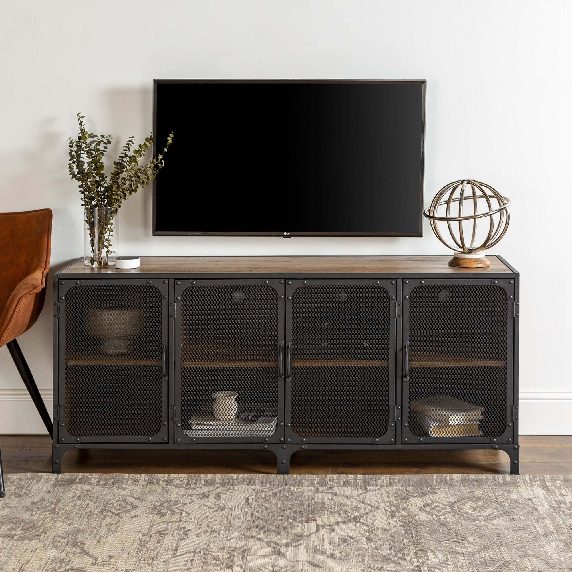 Carbon Loft Pierpont Mesh Door Tv Stand Console 60 X 16 26h Carbon Loft Pierpont Mesh Door Tv Stand Console 60 X 16 26h