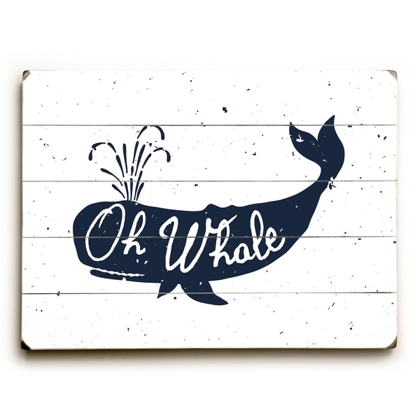 Oh Whale - White Planked Wood Wall Decor by OBC