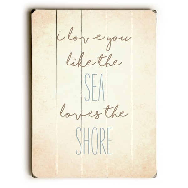 Sea Loves Shore - Tan Planked Wood Wall Decor by OBC