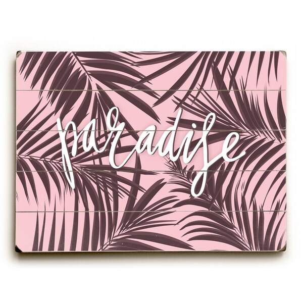 Paradise Palms - Pink Planked Wood Wall Decor by OBC