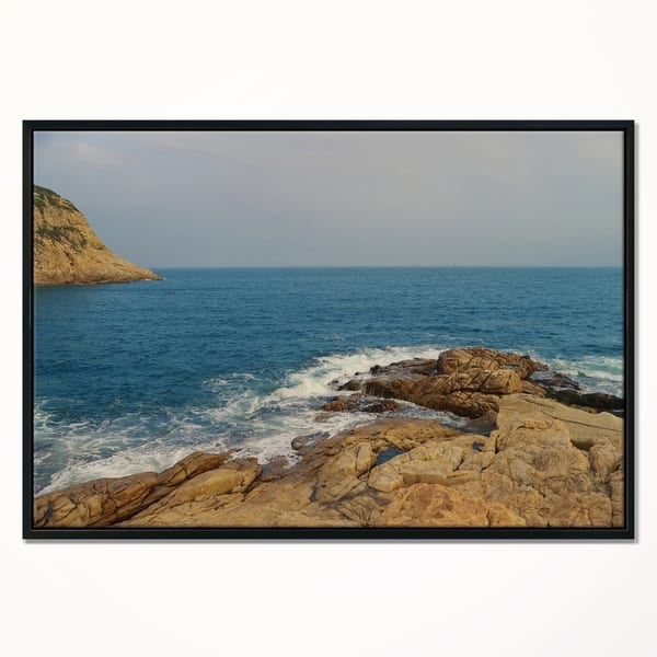 Designart Blurred Waters In Hong Kong Beach Extra Large Seashore Framed Canvas Art Overstock 22396556